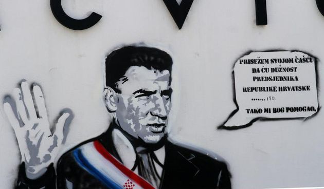 11.05.2014., Split – Na Bacvicama osvanu mural s generalom Antom Gotovinom kako priseze kao predsjednik Republike Hrvatske. Photo: Tino Juric/PIXSELL