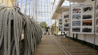 Pokraj Morskih orgulja i Pozdrava Suncu pristao je ruski skolski jedrenjak “Nadezhda”. Dug je 109 metara te ima tri jarbola. Photo: Filip Brala/PIXSELL