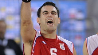 Bydgoszcz, 150909.
Dvorana Sport Arena Luczniczka.
Europsko prvenstvo u kosarci u Poljskoj, drugi krug natjecanja po skupinama 3. kolo grupe E, utakmica izmedju Hrvatske i Njemacke odlucujuca za ulazak u cetvrtfinale.
Na slici: Marko Popovic slavi.
Foto: