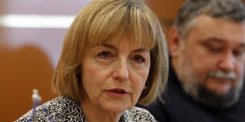 Zagreb, 210113.
Hotel Dubrovnik.
Okrugli stol Politicke akademije Hrvatske narodne stranke na temu “Useljenicka politika”. Na skupu su izmedjuostalih govorili Vesna Pusic i Davor Gjenero.
Na fotografiji: Vesna Pusic.
Foto: Davor Pongracic / CROPIX