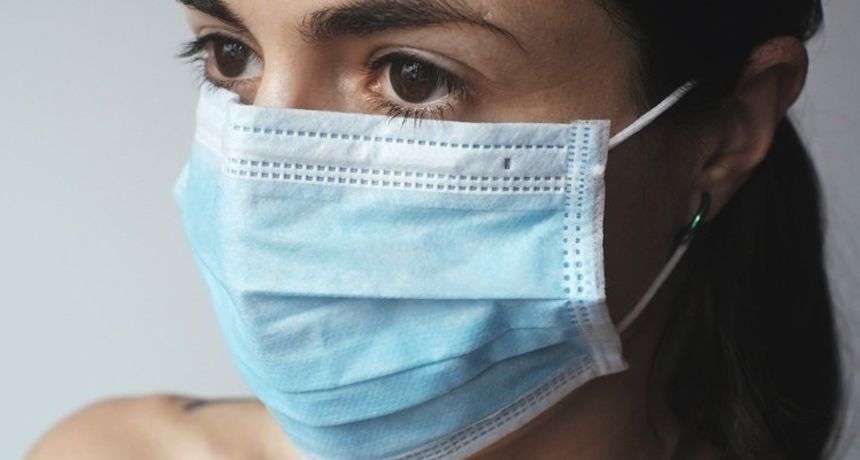 Maska, koronavirus ilustracija