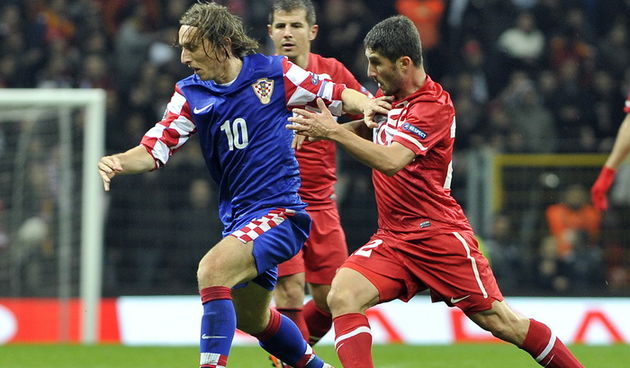 Istanbul, 111111.Turk Telekom Arena.Dodatna kvalifikacijska nogometna utakmica za plasman na Europsko prvenstvo, Turska – Hrvatska.Na slici: Luka Modric.Foto: Josko Ponos / CROPIX