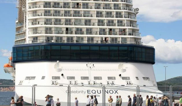 11.7.2014., Zadar – Kruzer Celebrity Equinox uplovio u novu luku Gazenica. Na Celebrity Equinoxu plovi vise od cetiri tisuce putnika i najveci je cruiser sto je do sada uplovljavao u Zadar. Photo: Dino Stanin/PixSell