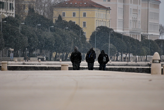 Bura i snijeg u Zadru 1. veljače 2012, Foto: Duje Surać