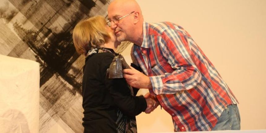 Proglasenje i urucenje knjizevne nagrade Kiklop u Crvenom salonu Doma hrvatskih branitelja posljednjeg dana 20. sajma knjige u Istri. Irena Vrkljan, dobitnica nagrade za pjesnicku zbirku godine. Photo: Dusko Marusic/PIXSELL