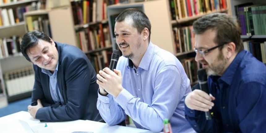 Zagreb – U knjiznici Bogdan Ogrizovic odrzana je promocija novog romana iz biblioteke Balkan Noir: Mima i kvadratura duga, Zelimir Peris. Photo: Petar Glebov/PIXSELL