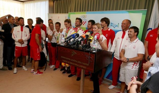 Hrvatski olimpijci svečano dočekani na Plesu. Sandra Perković, Šime Fantela, Igor Marenić, Tonči Stipanović. Photo: Dalibor Urukalovic/PIXSELL