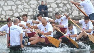 Opuzen: Utrke veslača za startne pozicije za 19. maraton lađa na Neretvi. Photo: Damir Špehar/PIXSELL