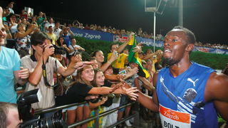Zagreb, 130911.
IAAF World Challenge Zagreb 2011, 
61. memorijal Borisa Hanzekovica na atletskom stadionu Mladost na Savi.
Na slici: Usain Bolt pobjednik na 100 m.
Foto: Goran Mehkek / CROPIX