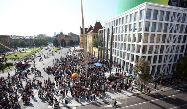 Zagreb – U sklopu manifestacije Dani otvorenog trga svecano je predstavljena nova zgrada Muzicke akademije. Aleksa Bjelis, Milan Bandic, Ivo Josipovic, Dalibor Cikojevic, Roko Andricevic. Photo: Sanjin Strukic/PIXSELL