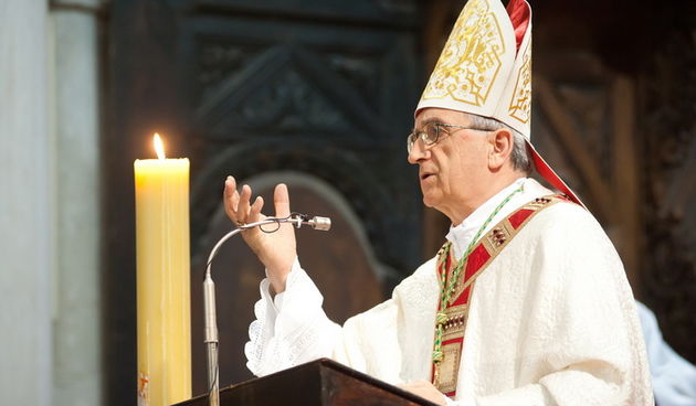 Zadar, 080412.Uskrsnu misu u katedrali sv. Stosije predvodio je zadarski nadbiskup Zelimir Puljic.Na fotografiji: zadarski nadbiskup Zelimir Puljic.Foto: Luka Gerlanc / CROPIX
