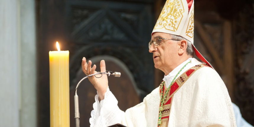 Zadar, 080412.Uskrsnu misu u katedrali sv. Stosije predvodio je zadarski nadbiskup Zelimir Puljic.Na fotografiji: zadarski nadbiskup Zelimir Puljic.Foto: Luka Gerlanc / CROPIX