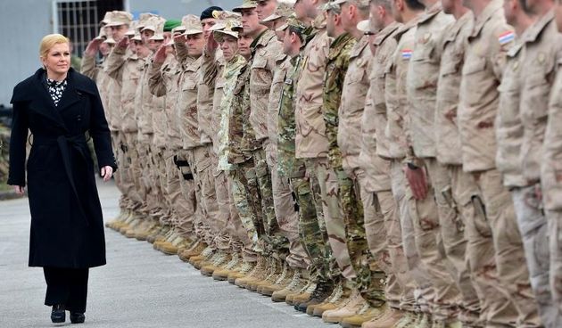 vojarna Pukovnik Marko Zivkovic, Zagreb – Predsjednica RH i vrhovna zapovjednica Oruzanih snaga RH Kolinda Grabar-Kitarovic nazocila ispracaju 2. hrvatskog kontingenta u misiju Resolute Support u Islamsku Republiku Afganistan. Photo: Marko Prpic/PIXSELL