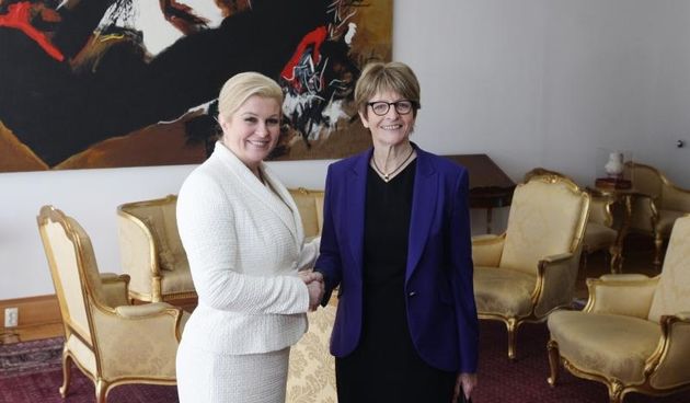 Ured predsjednice, Zagreb – Predsjednica RH Kolinda Grabar Kitarovic primila je Anne Brasseur, predsjednicu Parlamentarne skupstine Vijeca Europe. Photo: Zeljko Lukunic/PIXSELL