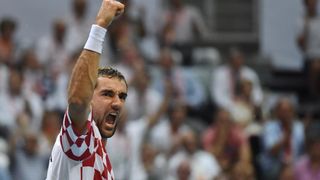 Polufinale Davis Cupa, Hrvatska – Francuska, 2. meč, Marin Čilić – Lucas Pouille. Photo: Hrvoje Jelavić/PIXSELL Polufinale Davis Cupa, Hrvatska – Francuska, 2. meč, Marin Čilić – Lucas Pouille. Photo: Hrvoje Jelavić/PIXSELL