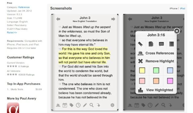 iBiblija, screenshot