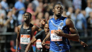 Zagreb, 130911.IAAF World Challenge Zagreb 2011, 61. memorijal Borisa Hanzekovica na atletskom stadionu Mladost na Savi.Na slici:  Usain Bolt pobjednik na 100 m.Foto: Srdjan Vrancic / CROPIX