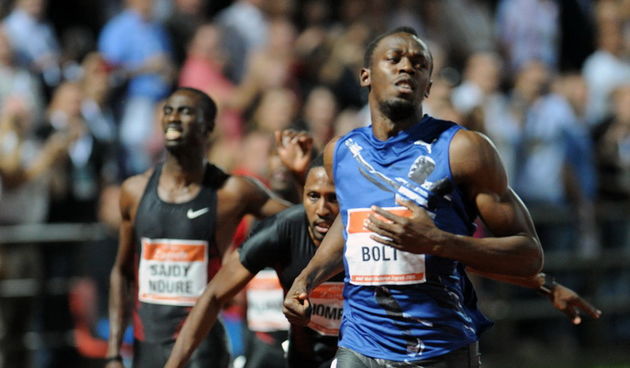 Zagreb, 130911.IAAF World Challenge Zagreb 2011, 61. memorijal Borisa Hanzekovica na atletskom stadionu Mladost na Savi.Na slici:  Usain Bolt pobjednik na 100 m.Foto: Srdjan Vrancic / CROPIX