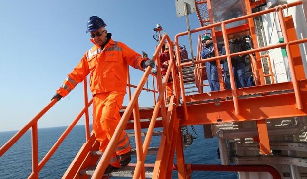 Plinska platforma Annamaria A na kojoj INA i AGIP eksploatiraju plin u Jadranskom moru. Photo: Boris Scitar/Vecernji list/PIXSELL