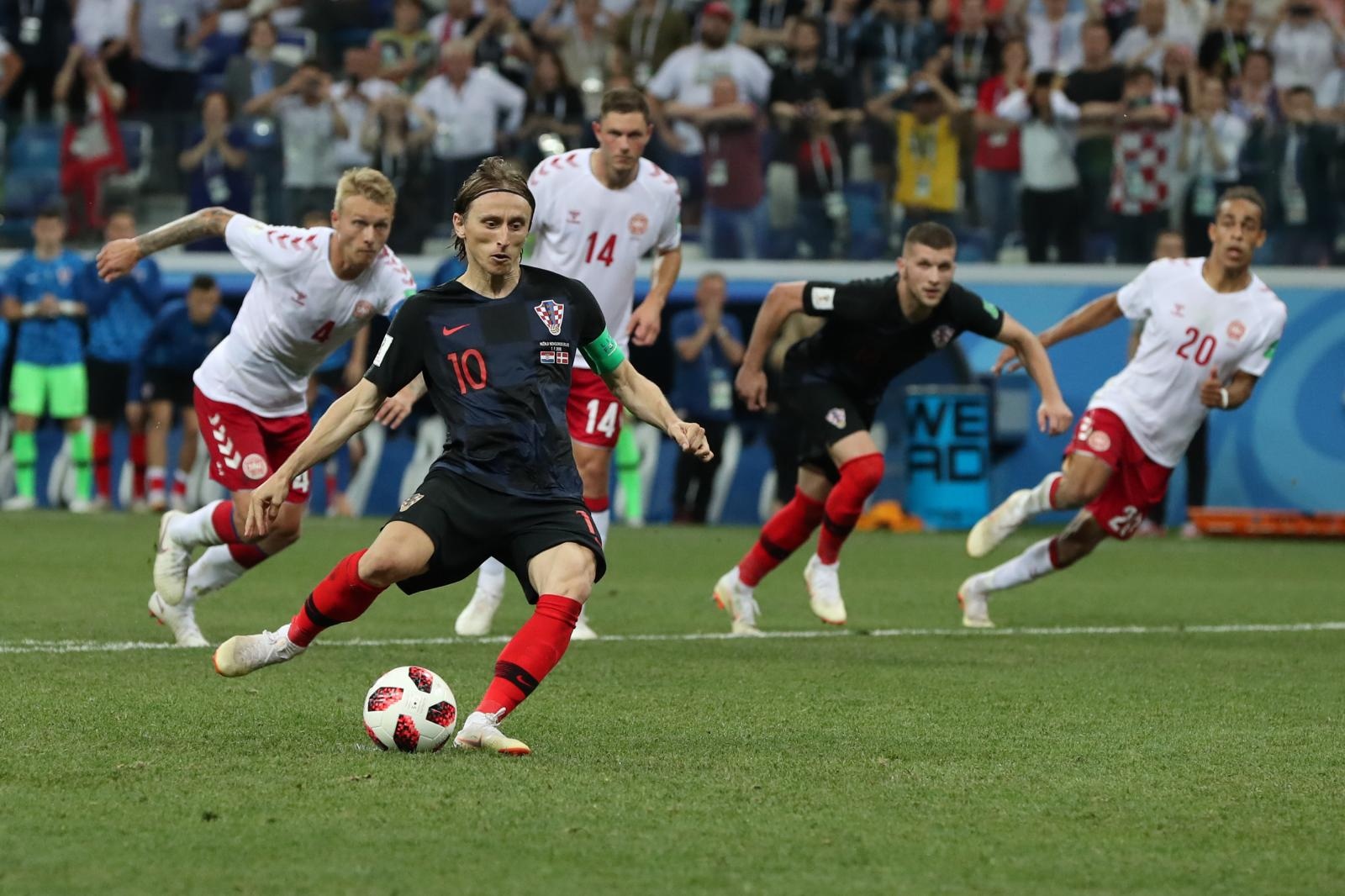 Niznji Novgorod, Rusija – Svjetsko nogometno prvenstvo 2018., osmina finala, Hrvatska – Danska 4-3 (1-1, 1-1).