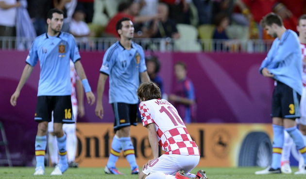 Gdanjsk, 180612.
EURO 2012.
PGE Arena Gdanjsk.
Utakmica treceg kola skupine C, Europskog nogometnog prvenstva u Poljskoj i Ukrajini, izmedju Hrvatske i Spanjolske.
Na fotografiji: Luka Modric.
Foto: Drago Sopta / CROPIX