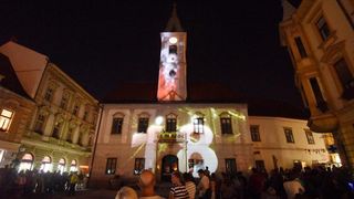 18. Spancirfest – Festival grada i gradskih setaca. 3D mapping na procelju Gradske vijecnice. TBF,  Photo: Vjeran Zganec Rogulja/PIXSELL