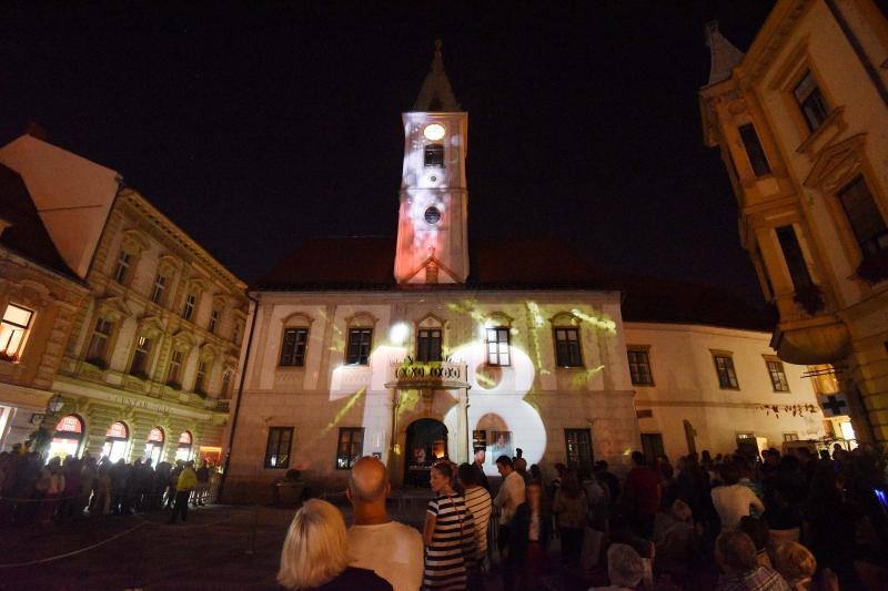 18. Spancirfest – Festival grada i gradskih setaca. 3D mapping na procelju Gradske vijecnice. TBF,  Photo: Vjeran Zganec Rogulja/PIXSELL