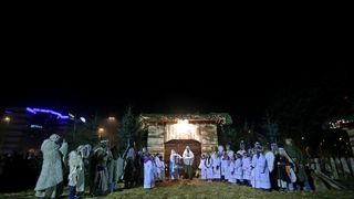 Zagreb – Zupa bl. Ivana Merza u sklopu zivih jaslica na krizanju Zagrebacke avenije i Zagrebacke ulice organizirala je “Rodjenje Bozica u Spanskom”, scenski prikaz Isusova rodjenja. Photo: Igor Kralj/PIXSELL