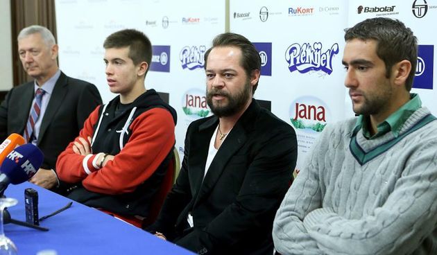28.03.2014., Zagreb – Konferencija za medije Hrvatskog teniskog saveza povodom odlaska Davis Cup reprezentacije na susret 2. kola prve skupine euroafricke zone protiv Poljske. Franjo Lukovic, Borna Coric, Zeljko Krajan, Marin Cilic. Photo: Goran Stanzl/PI