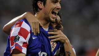 Tel Aviv, 091010.
Ramat-Gan Stadion.
Kvalifikacijska nogometna utakmica grupe F izmedju Izraela i Hrvatske za Euro 2012 u Poljskoj i Ukrajini.
Na slici: slavlje Nike Kranjcara nakon gola.
Foto: Drago Sopta / CROPIX