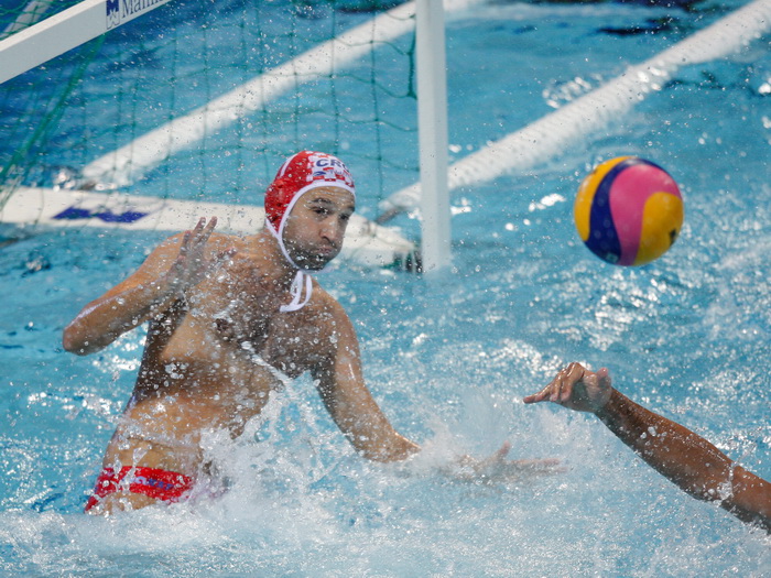 Zagreb, 050910.
Bazen Mladost na Savi.
29. Europsko prvenstvo u vaterpolu.
Hrvatska – Italija
Na fotografiji: Josip Pavic.
Foto: Ronald Gorsic / CROPIX