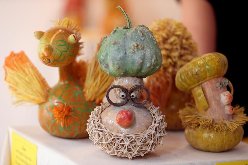 Otvorenje izlozbe Pumpkintown kojom je najavljena 11. Bucijade. Akademska slikarica Ivana Ozetski, prikupljajuci suhe buce najrazlicitijih oblika, stvorila je razne likove – puzeve, zmajeve, ribe, vrapce, labudove, ali i kuhare, fiskale, kraljeve, kraljic Otvorenje izlozbe Pumpkintown kojom je najavljena 11. Bucijade. Akademska slikarica Ivana Ozetski, prikupljajuci suhe buce najrazlicitijih oblika, stvorila je razne likove – puzeve, zmajeve, ribe, vrapce, labudove, ali i kuhare, fiskale, kraljeve, kraljic