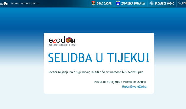 Selidba u tijeku: eZadar seli na kvalteniji server