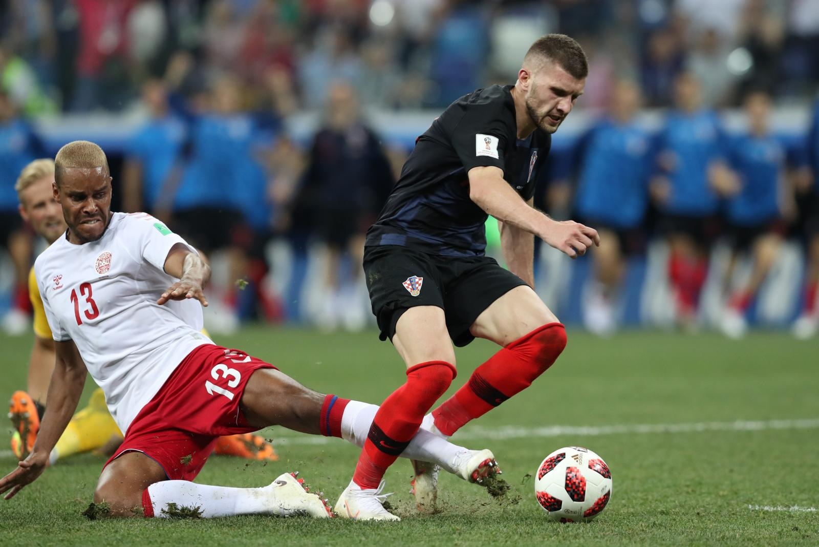Niznji Novgorod, Rusija – Svjetsko nogometno prvenstvo 2018., osmina finala, Hrvatska – Danska 4-3 (1-1, 1-1).