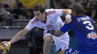 Zaragoza, Spanjolska, 230113.
Gradska dvorana Principe Felipe.
Svjetsko prvenstvo u rukometu za muskarce Spanjolska 2013.
Utakmica cetvrtfinala izmedju reprezentacija Hrvatske i Francuske.
Na fotografiji: Damir Bicanic.
Foto: Ante Cizmic / CROPIX