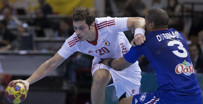 Zaragoza, Spanjolska, 230113.
Gradska dvorana Principe Felipe.
Svjetsko prvenstvo u rukometu za muskarce Spanjolska 2013.
Utakmica cetvrtfinala izmedju reprezentacija Hrvatske i Francuske.
Na fotografiji: Damir Bicanic.
Foto: Ante Cizmic / CROPIX