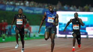 Zagreb, 130911.
IAAF World Challenge Zagreb 2011, 
61. memorijal Borisa Hanzekovica na atletskom stadionu Mladost na Savi.
Na slici: Usain Bolt pobjednik na 100 m.
Foto: Goran Mehkek / CROPIX