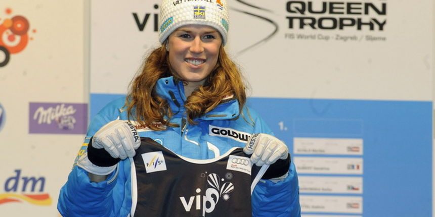 Zagreb, 030111. Trg bana Josipa Jelacica.  Izvlacenje startnih brojeva za zensku slalomsku utrku Snjezna kraljica na Sljemenu. Na slici: Maria Pietilae Holmner. Foto: Damir Krajac / CROPIX