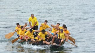 Opuzen: Utrke veslača za startne pozicije za 19. maraton lađa na Neretvi. Photo: Damir Špehar/PIXSELL