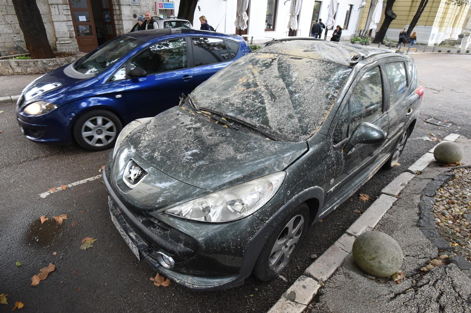 Zadar: Jak vjetar srušio stablo na parkirane automobile