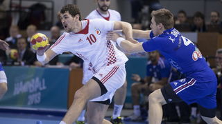 Zaragoza, Spanjolska, 230113.
Gradska dvorana Principe Felipe.
Svjetsko prvenstvo u rukometu za muskarce Spanjolska 2013.
Utakmica cetvrtfinala izmedju reprezentacija Hrvatske i Francuske.
Na fotografiji: Jakov Gojun.
Foto: Ante Cizmic / CROPIX