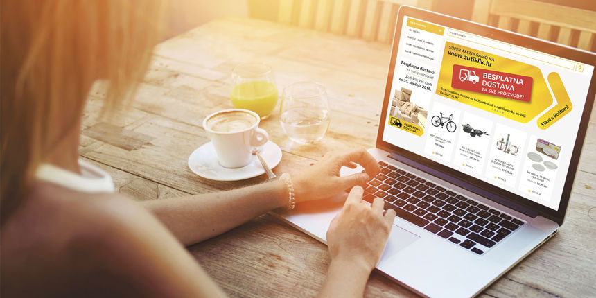 Žuti klik, online shopping, laptop