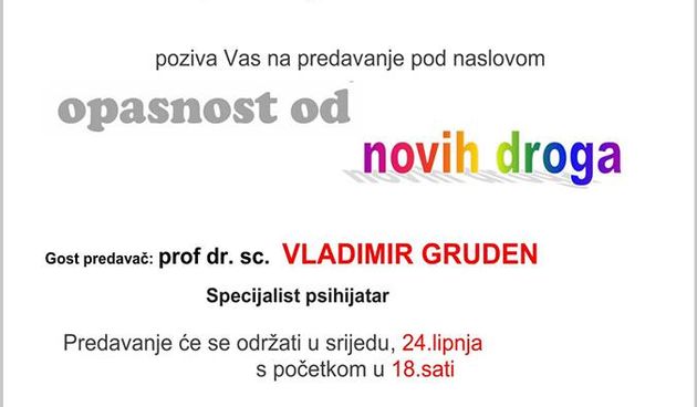 Najavljujemo predavanje “Opasnost od novih droga”
