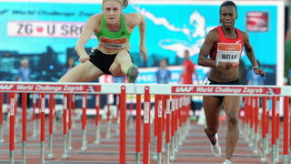 Zagreb, 130911.
IAAF World Challenge Zagreb 2011, 
61. memorijal Borisa Hanzekovica na atletskom stadionu Mladost na Savi.
Na slici: Sally Pearson, 100 prepone.
Foto: Srdjan Vrancic / CROPIX