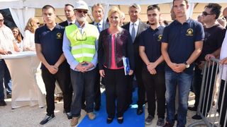 Predsjednica Kolinda Grabar Kitarović otvorila radove na zgradi putničkog terminala u Gaženici. Photo: Dino Stanin/PIXSELL Predsjednica Kolinda Grabar Kitarović otvorila radove na zgradi putničkog terminala u Gaženici. Photo: Dino Stanin/PIXSELL