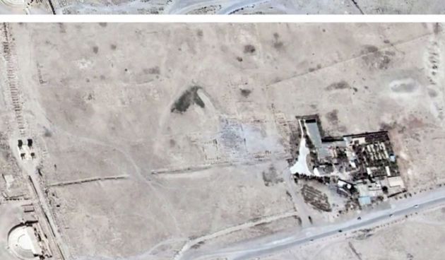 Satelitske snime potvdile kako je uništen Belov hram u Palmiri, screen: Youtube