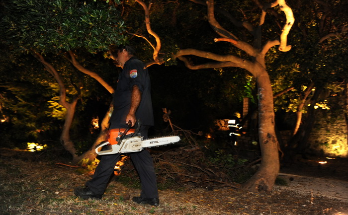 Zadar, 190810.
Veceras se u blizini zadarskih turistickih atrakcija morskih orgulja i pozdrava suncu iznenada srusilo stablo, na svu srecu nitko nije teze ozljedjen.
Foto : Andrija Lucic / cropix