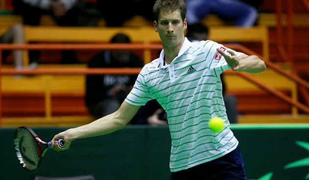 Zagreb, 040311.
Dom sportova, Trg Kresimira Cosica.
Davis Cup, 1. kolo, Hrvatska – Njemacka.
Florian Mayer u mecu protiv Marina Cilica..
Foto: Ronald Gorsic / CROPIX