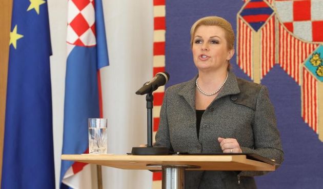 Predsjednica Republike Hrvatske Kolinda Grabar Kitarovic odrzala je izvanrednu konfereciju za novinare o proslavi Dana pobjede i domovinske zahvalnosti. Photo: Boris Scitar/Vecernji list/PIXSELL