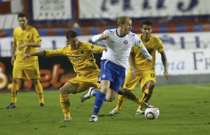 Split 011210. 
Stadion HNK Hajduka u Poljudu    
 UEFA Europska liga utakmica HNK Hajduk – FC AEK .
Na fotografiji: Senijad Ibricic.
Foto: Vladimir Dugandzic / CROPIX